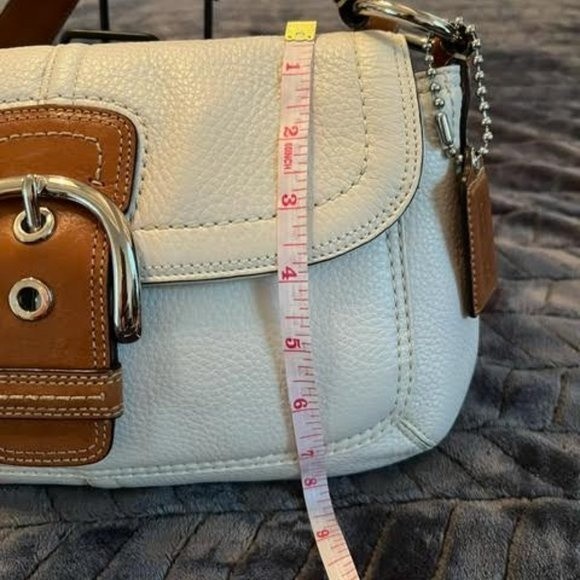 Coach Hampton Soho Satchel Ivory Saddle Leather Buckle Handbag - Picture 6 of 15